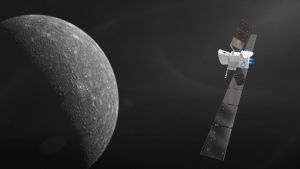 BepiColombo lähestymässä Merkuriusta. Piirros.