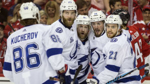 Tampa Bay Lightning är i strålande vinterform. Tampa firar mål mot Washington.