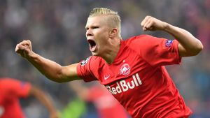 Erling Håland gjorde debut i Champions League och stod för hattrick direkt. Erling Braut Håland.