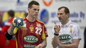 Nico Rönnberg och Gintaras Savukynas fotade under FM-ligafinalerna 2017. Nico Rönnberg och Gintaras Savukynas.