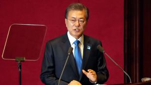 Sydkoreas president Moon Jae-in i Seoul den 1 november 2017