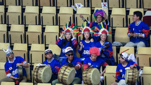 Sydkoreanerna hade supportrar på plats i Herning. Sydkoreanerna hade supportrar på plats i Herning.