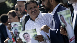 Demonstranter utanför Saudiarabiens konsulat i Istanbul krävde att Saudiarabaine friger Jamal Khashoggi som då troddes ha blivit kidnappad Demonstranter utanför Saudiarabiens konsulat i Istanbul krävde att saudierna friger Jamal Khashoggi som troddes ha kidnappat den kända regimkritikern