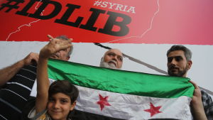 Syriska flyktingar i Turkiet protesterar mot den syriska arméoffensiven i Idlib Syriska flyktingar i Turkiet protesterar mot den syriska arméoffensiven i Idlib