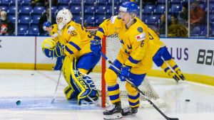 Är Rasmus Sandin JVM:s bästa back? Rasmus Sandin med pucken under en uppvärmning.