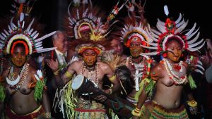 Stillahavsländernas toppmöte inleddes med traditionella danser och fester. Dessa dansare kommer från Papua Nya Guinea. Stillahavsländernas toppmöte inleddes med traditionella danser och fester. Dessa dansare kommer från Papua Nya Guinea