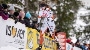Hanna Ray ingår i den nya träningsgruppen för U23 som dras av Glenn Lindholm. Hanna Ray i farten på FM i Vörå 2020.