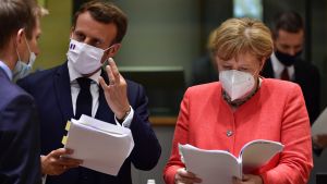 President Emmanuel Macron och förbundskansler Angela Merkel. Saksan liittokansleri Angela Merkel ja Ranskan presidentti Emmanuel Macron