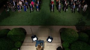 Vita huset sågs av många som en kontroversiell plats för ett konventstal. Melania Trump håller tal under Republikanernas konvent 25.8.2020