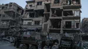 Bild av Ghouta i Syrien Många invånare i Ghouta tvingas bo i bombskadade bostadshus