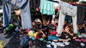 Medlemmar av den första större migrantkaravanen i staden Pijijiapan, Chiapas i Mexiko i slutet av förra veckan. Medlemmar av den första större migrantkaravanen i staden Pijijiapan, Chiapas i Mexiko i slutet av förra veckan.