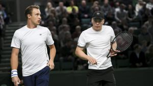 Henri Kontinen och Harri Heliövaara vann söndagens dubbelmatch i två raka set. Henri Kontinen och Harri Heliövaara.