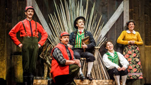 Musikalen Gambämark blev en publiksuccé. Kevin Holmström, Jonas Bergqvist, Axel Åhman, Jakob Norrgård, Susanne Marins.