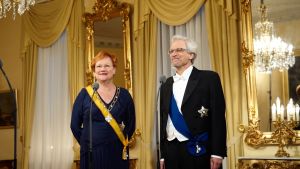 Självständighetsmottagningen 2009. President Tarja Halonen, doktor Pentti Arajärvi