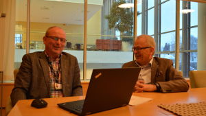 Optimas direktör Max Gripenberg och styrelseordförande Stefan Storholm (SFP). Optimas direktör Max Gripenberg och styrelseordförande Stefan Storholm (SFP)