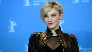 Alexandra Borbély inför presskonferens i Berlin. Alexandra Borbély under Berlins filmfestival.