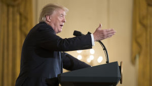 Trump har kongressen emot sig när det gäller sanktionerna mot Ryssland Donald Trump talar i Vita huset till amerikanska borgmästare