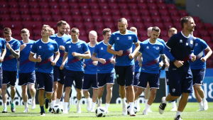 Argentinaspelarna tränar på Spartak Stadion. Argentinaspelarna tränar på Spartak Stadion.