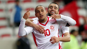 Tunisiens nummer 10, Wahbi Khazri, har en framgångsrik säsong bakom sig. Wahbi Khazri firar mål.