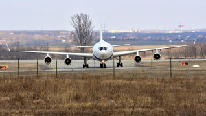 Passagerarplanet Ilyushin-96 som tog Rysslands president Vladimir Putin på statsbesök till Ungern våren 2015. En bild på Rysslands presidents flygplan.