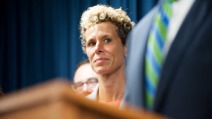 Andrea Constand efter domslutet vid domstolen i Norristown på tisdagen. Andrea Constand efter domslutet vid domstolen i Norristown på tisdagen.