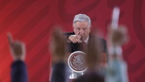 Mexikos president Andrés Manuel López Obrador håller tal 30.1.2019 Mexikos president Andres Manuel Lopez Obrador talar den 30 januari 2019.