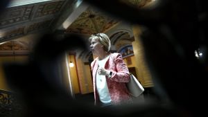 Anna-Maja Henriksson under dagens regeringsförhandlingar. Anna-Maja Henriksson under regeringsförhandlingarna den 17 maj 2019.