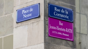 Gatunamnen i Genève har fått kvinnonamn under den nationella kvinnostrejken 14.6.2019 Gatunamnen i Genève har fått kvinnonamn under den nationella kvinnostrejken 14.6.2019