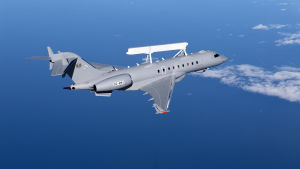 Radarspaningsplanet GlobalEye. Ett Bombardier-plan som har försetts med övervakningsystemet Globaleye.