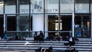 Demonstranter vid det polytekniska universitetet i Hongkong 18.11.2019 Demonstranter vid det polytekniska universitetet i Hongkong 18.11.2019