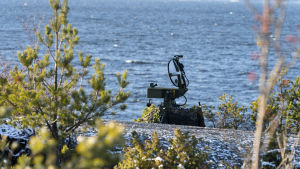 Mobil radarstation på Rankö. Rankin linnakesaaren eteläkärki, meritutka tähystämässä merelle.