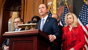 Kongressledamoten Adam Schiff som ledde riksrättsutredningen om Trump och Ukraina, fördömer presidenten i skarpa ordalag. Kongressledamoten Adam Schiff som ledde riksrättsutredningen om Trump och Ukraina, fördömer presidenten i skarpa ordalag.