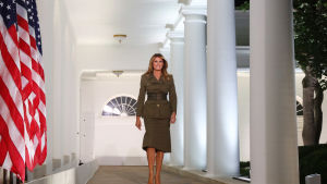 Melania Trump på väg att hålla sitt tal under Republikanernas konvent 25.8.2020. Melania Trump på väg att hålla sitt tal under Republikanernas konvent 25.8.2020