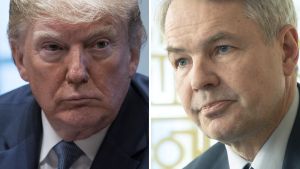 Trump och Haavisto - mer gemensamt än man först skulle tro? Bildmontage med Donald Trump och Pekka Haavisto i närbilder.