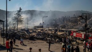 Det nedbrunna flyktinglägret Moria på Lesbos Det nedbrunna flyktinglägret Moria på Lesbos 9.9.2020