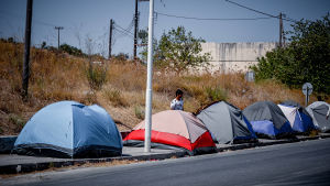 Tillfälliga tält för migranter på Lesbos Tillfälliga tält för migranter på Lesbos