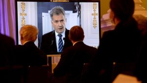 President Sauli Niinistö gillas av många. Här talar han via video i samband med ett J.K.Paasikivi-jubileum President Sauli Niinistö talar via video i samband med ett J.K.Paasikivi-jubileum