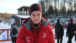 ÖSK:s Rebecca Malmberg var trött efter målgången. Porträttbild på Rebecca Malmberg.