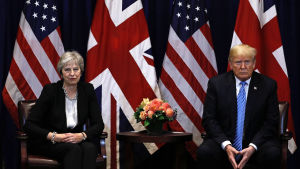 Storbritanniens premiärminister Theresa May och USA:s president Donald Trump under ett möte vid FN:s generalförsamling i New York den 26 september 2018. Storbritanniens premiärminister Theresa May och USA:s president Donald Trump under ett möte vid FN:s generalförsamling i New York den 26 september 2018.