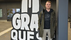 E-sportambassadören John Kronberg. E-sportambassadören John Kronberg i samband med Grail Quest i Åbo.