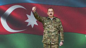 Det här segervissa fotot på Azerbajdzjans president Ilham Alijev publicerades av presidentkansliet den 30.10. Det här segervissa fotot på Azerbbajdzjans president Ilham Alijev publicerades av presidentkansliet den 30.10.
