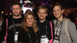 Från teamet bakom Karma: Från vänster på bilden: Mattis Larsson, teknisk chef Elsa Bernadotte, operativ chef Hjalmar Ståhlberg Nordegren, vd Ludvig Berling, produktchef. Karma: Från vänster på bilden: Mattis Larsson, teknisk chef Elsa Bernadotte, operativ chef Hjalmar Ståhlberg Nordegren, vd Ludvig Berling, produktchef.