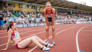 Korte och Reetta Hurske tog tillsammans med Nooralotta Neziri hand om Finlands tre EM-platser på 100 meter häck. Annimari Korte och Reetta Hurske.