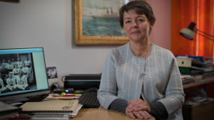 Carola Sundqvist, SFP:s kommunorganisations ordförande. kvinna på kontor