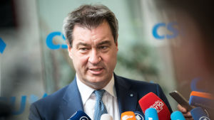 Regeringschefen Markus Söder. Delstaten Bayerns premiärminister Markus Söder i München den 16 juni 2018.