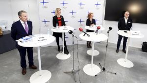 lkka Kanerva, Sari Multala, Susanna Rahkamo och Jan Vapaavuori under debatten på onsdagen. Ilkka Kanerva, Sari Multala, Susanna Rahkamo och Jan Vapaavuori under debatten.