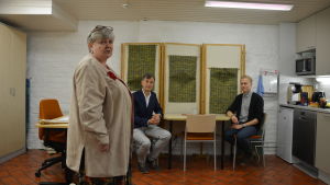 Textillärare Anja Lindqvist, rektor Sixten Westerby och planerare Kai Alajoki. Textillärare Anja Lindqvist, rektor Sixten Westerby och planerare Kai Alajoki.