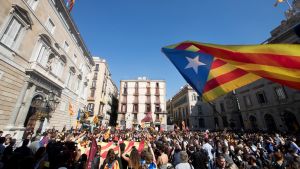 Pro-självständighetsmarsch i Barcelona i dag. Pro-självständighetsmarsch i Barcelona.