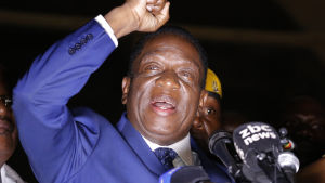 Emmerson Mnangagwa Emmerson Mnangagwa håller tal i maktpartiets Zanu PF:s lokal i Harare den 22 november 2017.