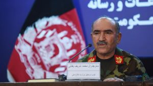 Den afghanske arméchefen Sharif Yaftali höll en presskonferens i samband med att presidenten utlyst en vapenvila i torsdags. Den afghanske arméchefen Sharif Yaftali höll en presskonferens i samband med att presidenten utlyst en vapenvila i torsdags.